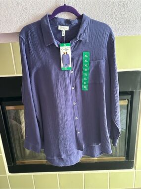 Jessica Simpson Deep Purple Long-Sleeve Button Down Shirt